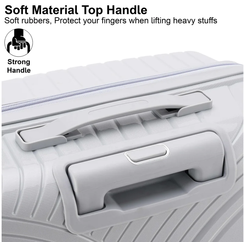 Senator  unisex pp fashion trolley luggage set lightweight hard-shell spinner luggage with 4 double spinner wheel and 3-digit combination lock kh1010 light grey  | Best Price UAE